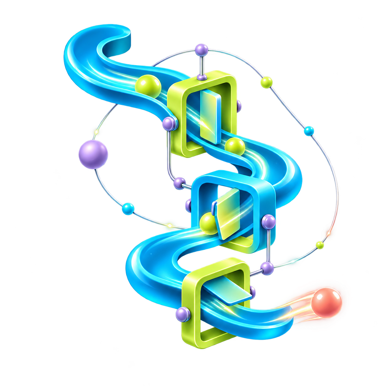 A signal flows through a coordinated sequence of triggers and actions.
