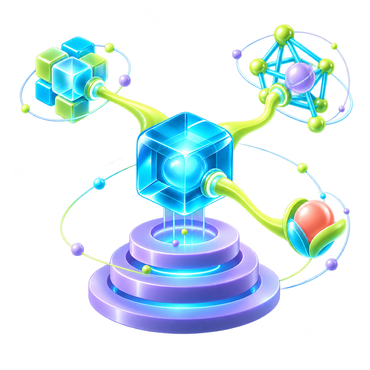 Engineering, distribution and incubation connect around a shared hub.